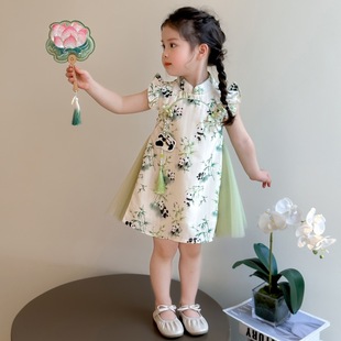 Платье для девочек Hanfu Новое китайское детское платье Cheongsam Принцесса Летнее платье 2025 Новая девушка супер фея юбка