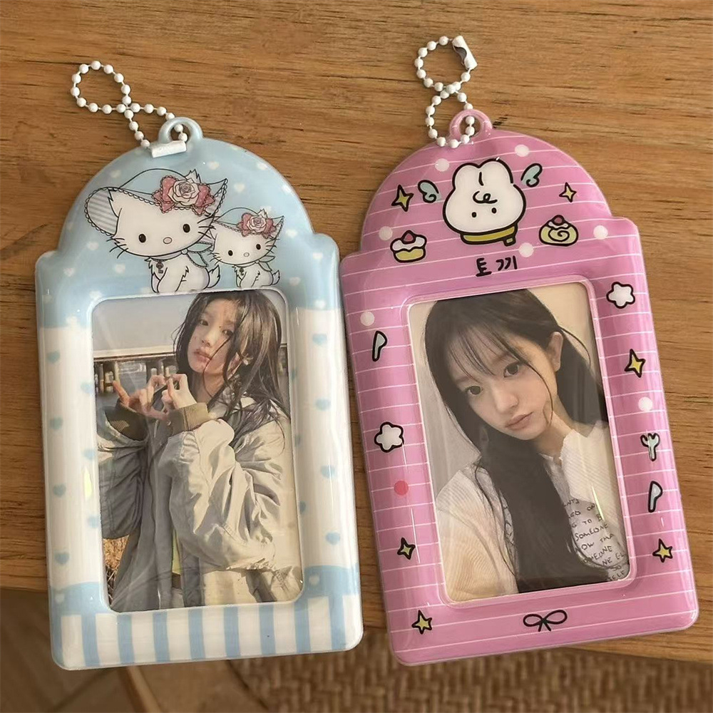 Cute Cat Dessert Rabbit Pvc Card Holder 3inch Polaroid Idol Photo Card Campus Card Fan Storage Display Pendant