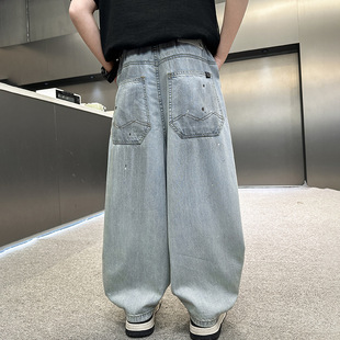 Boys' Pants Summer Thin 2025 New Children's Ice Silk Jeans Anti-mosquito Pants Large Children's Sports Casual Pants