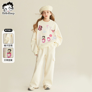Betty children's clothing girls spring and autumn sports sweater pants suit 2025 new big children's leisure two-piece suit