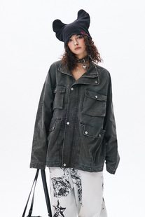 Muma 25 Spring New Heavy Washed Workwear Jacket Retro Multi-Pocket Jacket Couple's Top for Men and Women