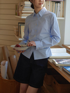 2025SS Intellectuals Wrinkled Waist Small Blue Long Sleeve Shirt
