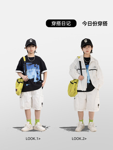 2025 new digital printing boys cotton summer suit panda round short sleeve sports two-piece wholesale