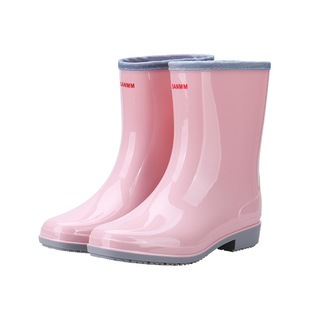 Women's Fashionable Outer Wear South Korea Rain Boots fleece-lined Cute Middle Tube Student Water Shoes Short Tube Non-slip Vegetable Shoes