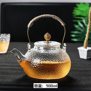 Teapot Glass Advanced Feeling Cast Pot Hammer Pattern Teapot Burning Electric Heating Tea Cooking Integrated High Temperature Resistant Electric Ceramic Stove Teapot