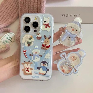 Rocking Winter Cute Snowman with Magnetic Application for Samsung s24ultra Phone Case s23/s21 Soft Women's s22