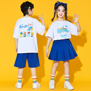 Children's Cheerleading Costumes for Children's Games Opening Ceremony Group Costumes for Kindergarten Summer Class Costumes
