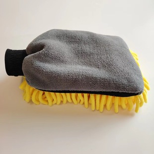 Cross-Border Chenille Single-Sided Car Wiping Gloves Car Wash Coral Insect Caterpillar Thickened Car Tool Absorbs Water
