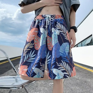 Beach Shorts Men's Summer Thin Quick-drying Swim Trunks Fashionable Printed Large Pants Loose Pajama Pants Casual Pants