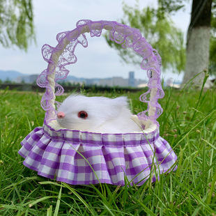 New mini simulation rabbit model hand gift plush rabbit doll crafts creative desktop car ornaments