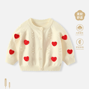 Girls' Knitted Sweater Cardigan Coat Autumn Clothes New Style Baby Girl's Stylist Outer Wear Baby's Sweater Autumn Outgoing Clothes
