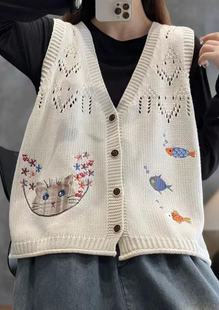 Spring Loose All-match Age-reducing Sweater Waistcoat Small Vest Cardigan Sweet Cute Mori Knitted Vest for Women