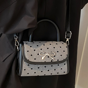 Korean Style Girl's Bow Baguette Underarm Bag 2024 New High Texture Fashion Casual Shoulder Crossbody Bag for Women