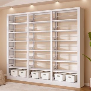 Library Bookshelf Thickened Steel Bookshelf Children's Living Room Storage Floor Rack Dustproof Bookcase Storage Rack Factory
