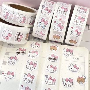 Little Red Riding Book ins Explosions Pink kt Cat Roll Stickers Value 500 Cute DIY Hand Account Decoration Sealing Stickers