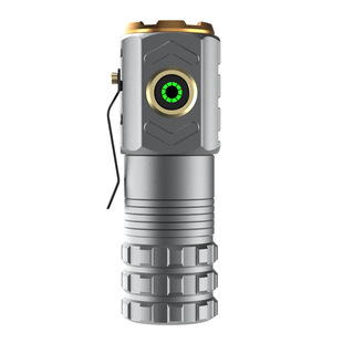 New Aluminum Alloy Three-eyed Monster Beast Strong Flashlight Small Silver Dragon Super Bright Household Outdoor Flash Strong Magnetic Small Flashlight