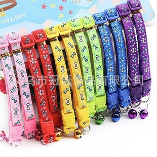 Cross-border Pet Collar 1.0 Sticker Footprint Bone Bow Ties Reflective Colorful Rabbit Cat Bell Collar
