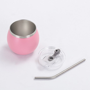 Popular Mini Egg Cup with Straw 304 Stainless Steel Thermos Cup Ready-Made Portable Milk Tea Travel Item