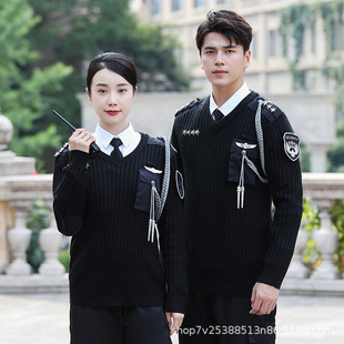 Security work clothes men's and women's sweater long sleeve winter new property sales office Image Post concierge clothing clothing