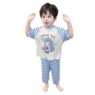 Boys' Home Wear Pajamas 2025 Summer New Baby Boy Modal Nezha Ao Bing Short-Sleeved Air-Conditioned Suit