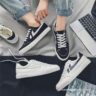 Men's Shoes Trendy Shoes Ins Hong Kong-style Canvas Shoes Boys Low-top Korean-style Autumn White Black Chic Sneakers All-match