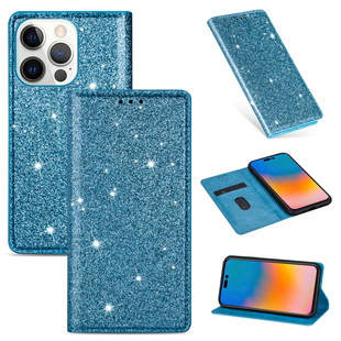Suitable for Apple 14 glitter magnetic flip leather case 14pro foreign trade women Glitter case 14promax card case