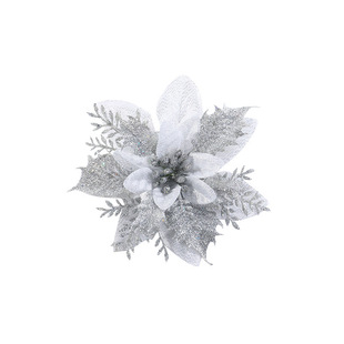 Gold powder Christmas flower cross-border Christmas decoration flower Christmas tree decoration red artificial flower Christmas wreath accessories