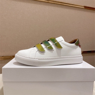European Station Men's Shoes Fashion Brand Leather Casual White Shoes 2024 Spring and Autumn Men's sneaker Plutton Handsome Velcro Board Shoes