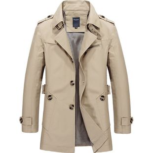 Amazon New Spring and Autumn Men's Mid-length Loose Lapel Cotton Top Young Men's Coat Factory Generation
