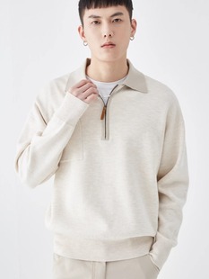 Contrast Knitted Polo Shirt Men's Half-open Lapel Sweater Long-sleeved Top Men's Autumn Light Mature High-grade Sweater