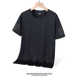 Factory direct short sleeve T-shirt men's summer ice silk breathable cool feeling quick-drying half sleeve plus size casual sports clothes