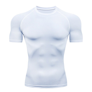 Fitness Clothing Morning Run Sportswear High Elastic Short Sleeve Men's Training Clothing Sports Quick-drying Clothes Tights Men's