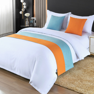 Hotel Solid Color Ribbon Bed Flag Hotel Bedding Solid Color Bed Tail Simple Homestay Bed Flag