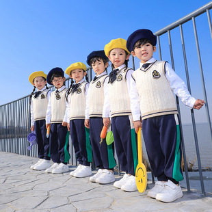 Kindergarten Summer Clothes Cotton Short-sleeved Suit for Primary School Students School Style Children's Class Clothes Spring and Autumn Four-piece Suit