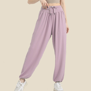 Loose casual yoga pants women's slimming breathable quick-drying running dance sports pants thin ankle-tied harem fitness pants