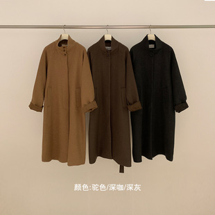 Allo Fu loose stand collar tweed coat 2024 winter new high-end cotton and thickening coat CW22989