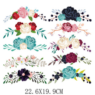 Cartoon flower pattern heat transfer printing hot stamping in stock T-shirt bag handmade diy printing hot stamping washable hot stamping