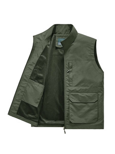 Men's Workwear Casual Vest Shoulder Waistcoat Outdoor Photography Fishing Vest Men's Middle-aged Loose Multi-pocket Solid Color Vest