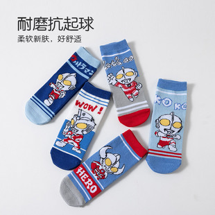 Children's Ultraman Socks Children's Spring and Autumn Thin Cotton Cartoon Socks 6-12 Years Old Baby's Autumn and Winter Odor-proof Socks