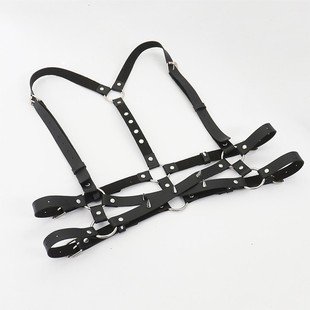 Factory direct supply Europe and the United States cross-border punk style rivet spike binding leather body chain Gothic PU leather belt