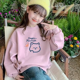 Girls' Sweatshirt Autumn and Winter New Western Style Cartoon Children's Spring and Autumn Long-sleeved Little Girl Big Boy Loose Children's Wear Top