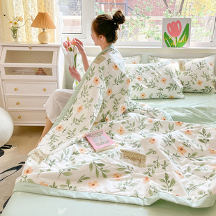 Class A Children's Cotton Summer Quilt Air Conditioned Quilt Cotton Quilt Core Dormitory Quilt Machine Washable Summer Cool Quilt Four-piece Set 4