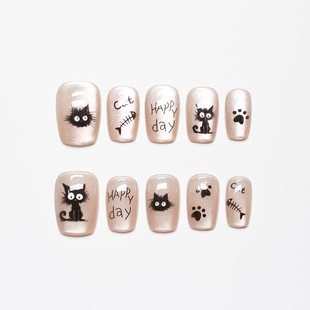 Wearing a 10-piece split size hot-selling scrawled hair Xiao Mao footprint short cat eye cute girl detachable a