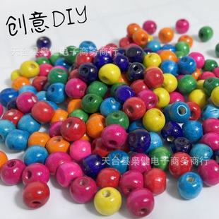 Factory in stock color wooden beads loose beads diy beaded accessories colorful round wooden beads loose beads cross-border wholesale