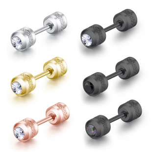 Light luxury thin rod stainless steel thin needle dazzling zircon earrings European and American fashion two-end diamond embossed earrings earrings jewelry