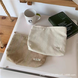 etsy Hot Selling Corduroy Cosmetic Bag Women's Large Capacity Lipstick Makeup Change Mobile Phone Portable Clutch Solid Color