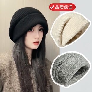 Lantern Knitted Heap Hat for Children Winter High Elastic Face Small Big Head Warmth Warm All-match Lazy Style Wool Hat