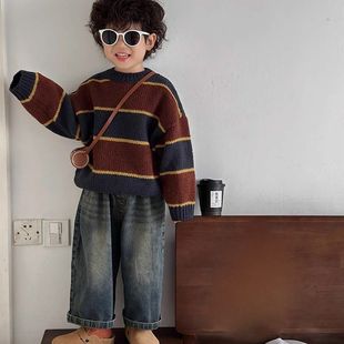 Boys' and Girls' Jeans 2025 Spring and Autumn New Children's Korean Style Wide Leg Pants Western Style Loose Straight Jeans