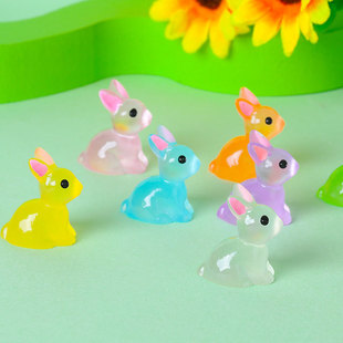 Glow-in-the-dark Doll Pendant-small-eared Rabbit Moss Micro-landscape Ornaments Creative Ornaments Resin Craftsmanship