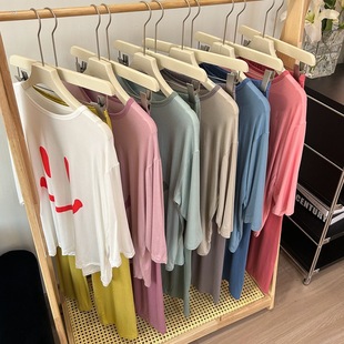 Summer New Pajamas Pajama Pants Contrast Color Men's and Women's Family Clothing Modal Home Clothing Cropped Sleeve Cropped Pants Air-conditioning Clothing
